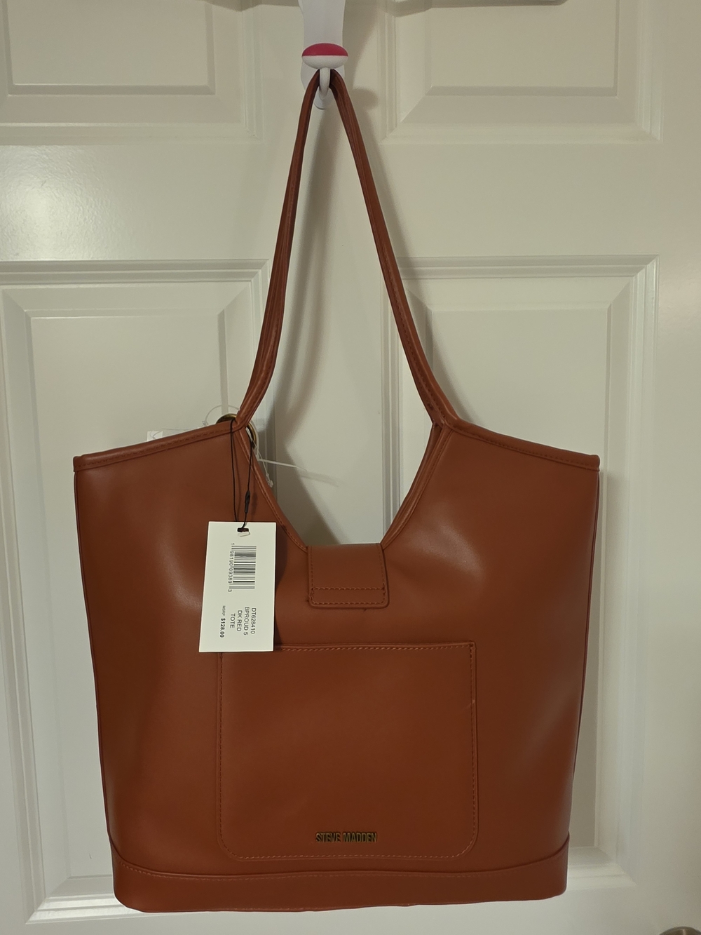 Steve Madden NWT Rust Brown Faux Leather Tote with Charm MSRP$128 - Picture 5 of 6